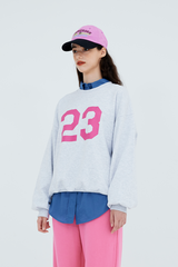 23 Print Sweatshirt (white melange)
