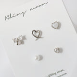 リボンパールピアス / [5 set] Ribbon Pearl Piercing Set