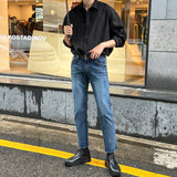 LMN Odd Hidden Banding Slim Denim Pants (blue)