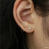 14Kゴールドスワロフスキーパールピアス/14K Gold Swarovski Pearl Earring (5mm + 14k gold clutch)