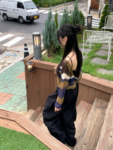 カンポビンテージセブンハンソヒバックストラップクロップニット