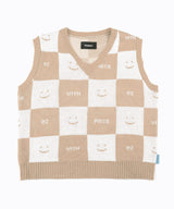 [EZwithPIECE] CHECKERBOARD KNIT VEST (4COLORS) (6563170353270)