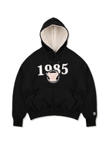 Women's Crop Bear Friends Embo Embroidered Hooded Black(FCB3TS359W)