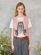 プチリボンニットベスト / Petite Ribbon Knit Vest (Pink)