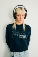 バッグクロップスウェットシャツ / NAVY BAG CROP SWEATSHIRT (fleece)