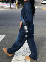Deep ocean denim set up shirt