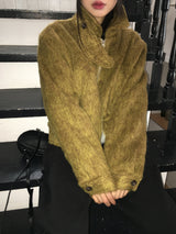 Ato モヘアキルティドブルゾンツーウェイジップアップジャンパー