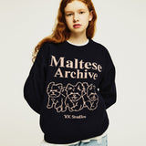 マルチーズアーカイブライングラフィックニット/Maltese archive line graphics knit