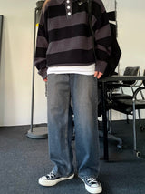 バルカンワイドデニムパンツ/BALCAN WIDE BLACK DENIM PANTS(ONE COLOR)