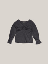 PINTUCK POINT BLOUSE [ CHARCOAL ]