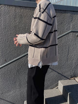 チェックハーフジップアップカラーニット