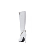 Chain Stiletto Boots Heel(White)