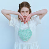 ハンドメイドハートバッグ / HANDMADE HEART BAG, IVORY+MINT