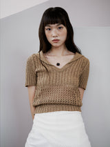 CROCHET PULL OVER [ CAMEL ]