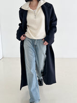 リブハーフジップアップニット/Ribbed Half Zip Up Knit (4color)