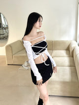 ボレロクロスストラップラインカーディガン / 943. Bolero cross strap line cardi (3color)