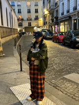 Praha deep color check pants