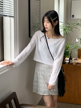 ルーツフラワーシャーリングリボンキャミミニワンピース / Roots Flower Shirring Ribbon Sleeveless Mini One Piece