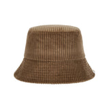 Wide Corduroy Label Bucket Hat Brown