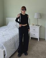 2ボタンワイドデニムパンツ / no.1796 Two-Button Wide Denim Pants (3color)