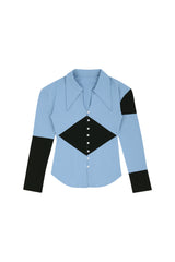 MIX BUTTON DOWN SHIRT (BLUE)