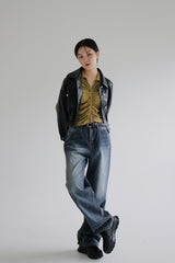レザートラッカージャケット / Leather Trucker Jacket (2color)