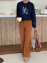 ハートロゴクロップスウェット/HEART LOGO CROP SWEATSHIRTS (NAVY)