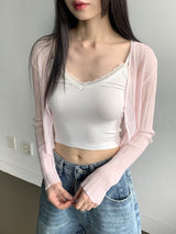 アガブレースクロップナッシュキャミソール / Agave lace cropped sleeveless sleeveless