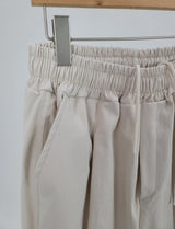 コットンワンタックバンドウエストワイドパンツ / Cotton One Tuck Banded Waist Wide Pants (7 colors)