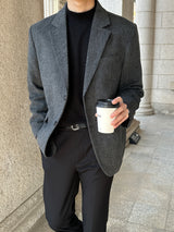 LMN ヘリングボーンウールブレザー / LMN Herringbone Wool Blazer (2 colors)