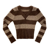 クロップストライプマフラーニットセット