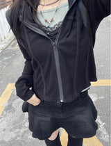 ビンテージリブドフードジップアップ / Y2K Vintage Ribbed Hood Zip-Up