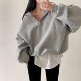 [BELLIDE MADE] Sailor Loose Fit Double-Sided Raised Half Zip-Up Sweat