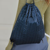 GLOSSY QUILTING STRING BAG_NAVY