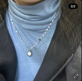 bjj ダブルサイドマザーオブパールオニキスコインビーズネックレス/bjj Double-sided mother-of-pearl onyx Coin Beads Necklace