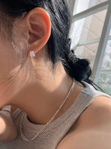[92.5silver] オーバルキュービックワンタッチピアス