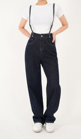 ハイウエストディープブルーワイドフィットサスペンダーデニムパンツ/RED VELVER WENDY WORN HIGH WAIST DEEP BLUE WIDE FIT SUSPENDER DENIM PANTS [16636]