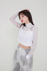 シースルービッグクロップTシャツ/TOP(8218) see-through big crop Tee