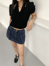 オベットビッグポケットデニムミニスカート/Obet Big Pocket Denim Mini Skirt