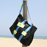 コットン 2WAY キャンバスバッグ / COTTON 2WAY CANVAS BAG-BLACK+SKY