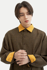 コントラスティングポイントコーデュロイシャツ/Contrasting point corduroy shirt S112 Mustard&Black