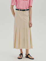 プリーツロングスリットスカート / Pleated long slit skirt - Blue flower