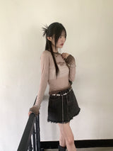 リケットシースルーヒップグラデーション長袖Tシャツ