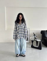 [UNISEX] ストリングチェックシャツ