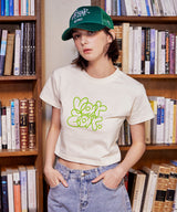 Graffiti Crop T-Shirts Cream