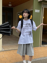 フローリングレタリング半袖Tシャツ (2 color)