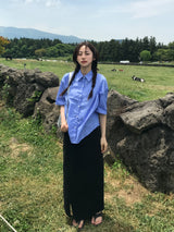 パステルストライプハーフシャツ