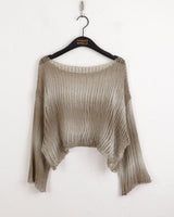 Wooseon tie-dye printing gradient crop long-sleeved knit