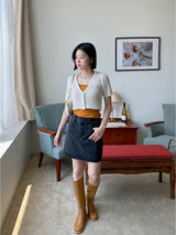 2ボタンデニムスカート / two-button black denim skirt