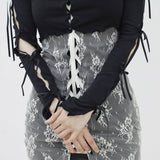 Jellyo Sleeve Slit String Cardigan